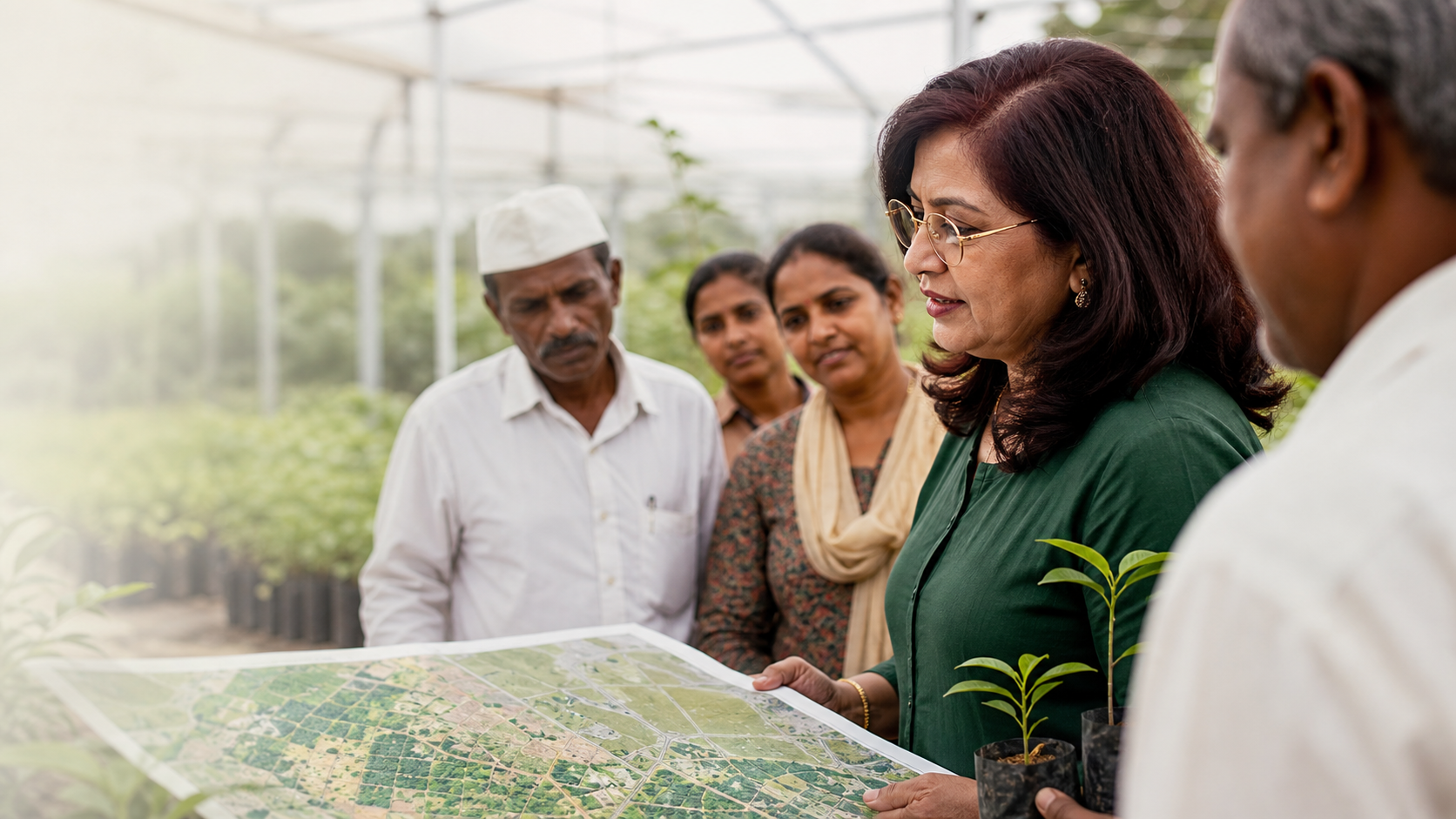 Community agroforestry planning with a programme leader and farmers