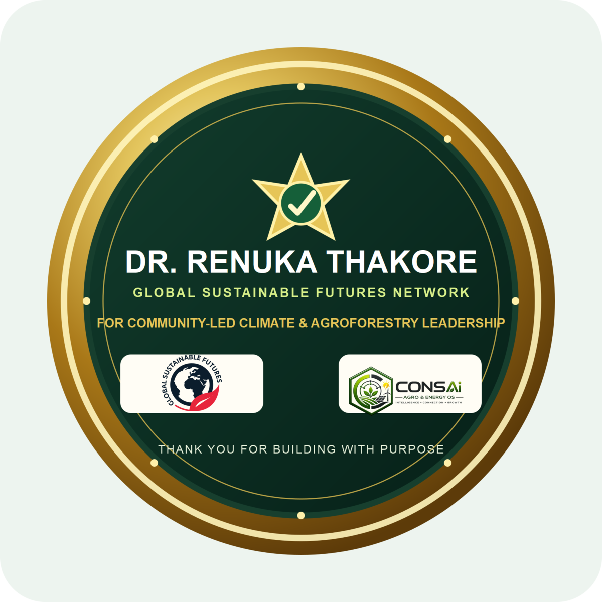 CONSAI Senior Strategic Partner Leadership Recognition 2026 for Dr. Renuka Thakore and GSFN